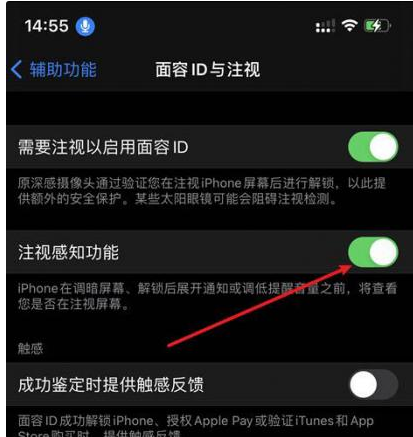 龙海苹果14维修网点分享iPhone14注视感知功能有什么用 